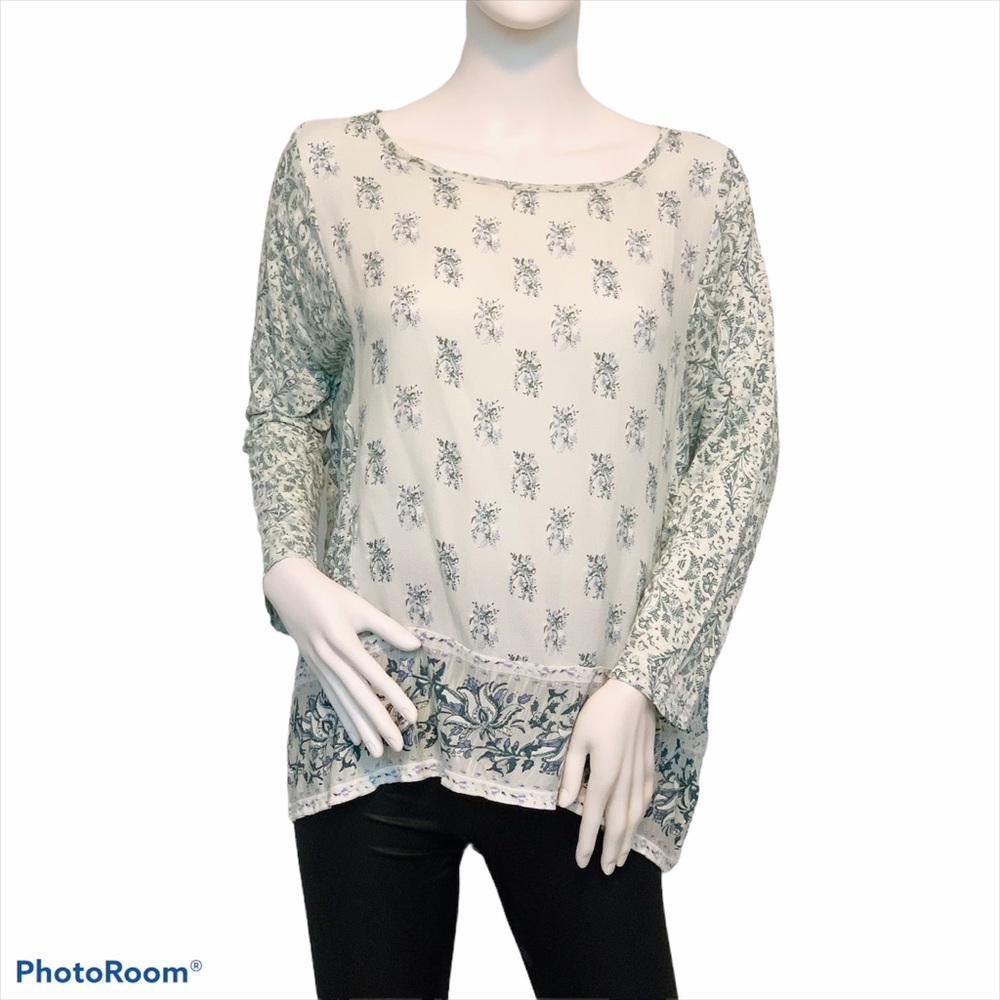 NWT Lucky Brand | Green Floral Cottage Core Top